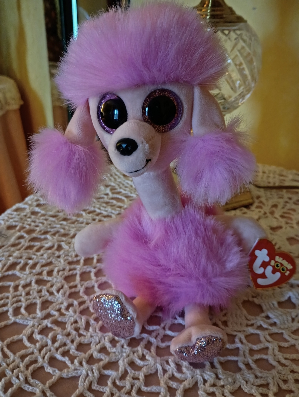TY Beanie Boos 6" CAMILLA Pink Poodle, Plush Pink Sparkle, 2021